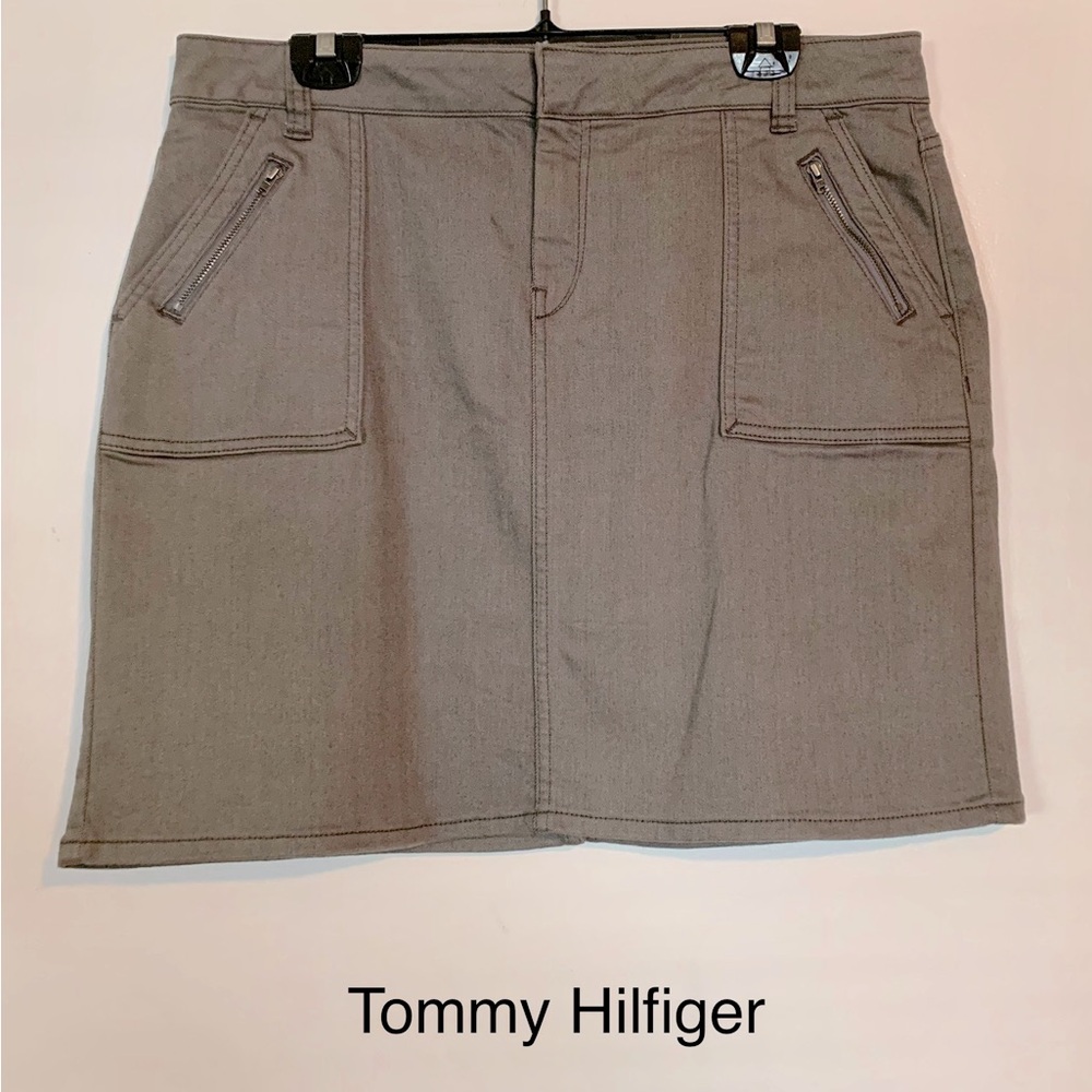 🌻059 NWT TOMMY HILFIGER grey denim cotton blend skirt